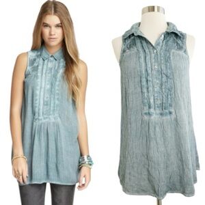 Free people women’s flowy sleeveless sheer tunic top in pacific blue size XS